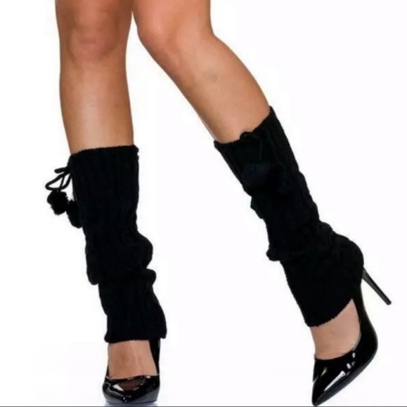 Accessories - Pom Pom Ball Bow Knit Leg Warmers